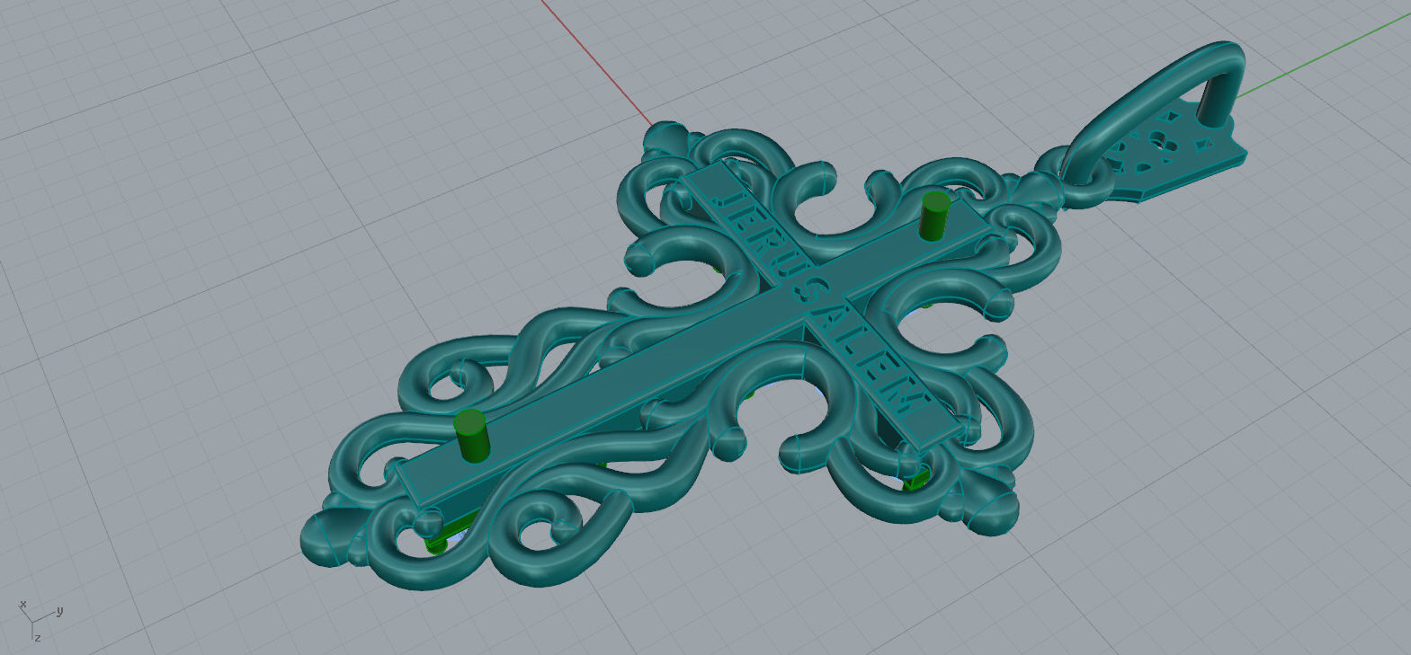 Diamond Cross Pendants 3D print model_7