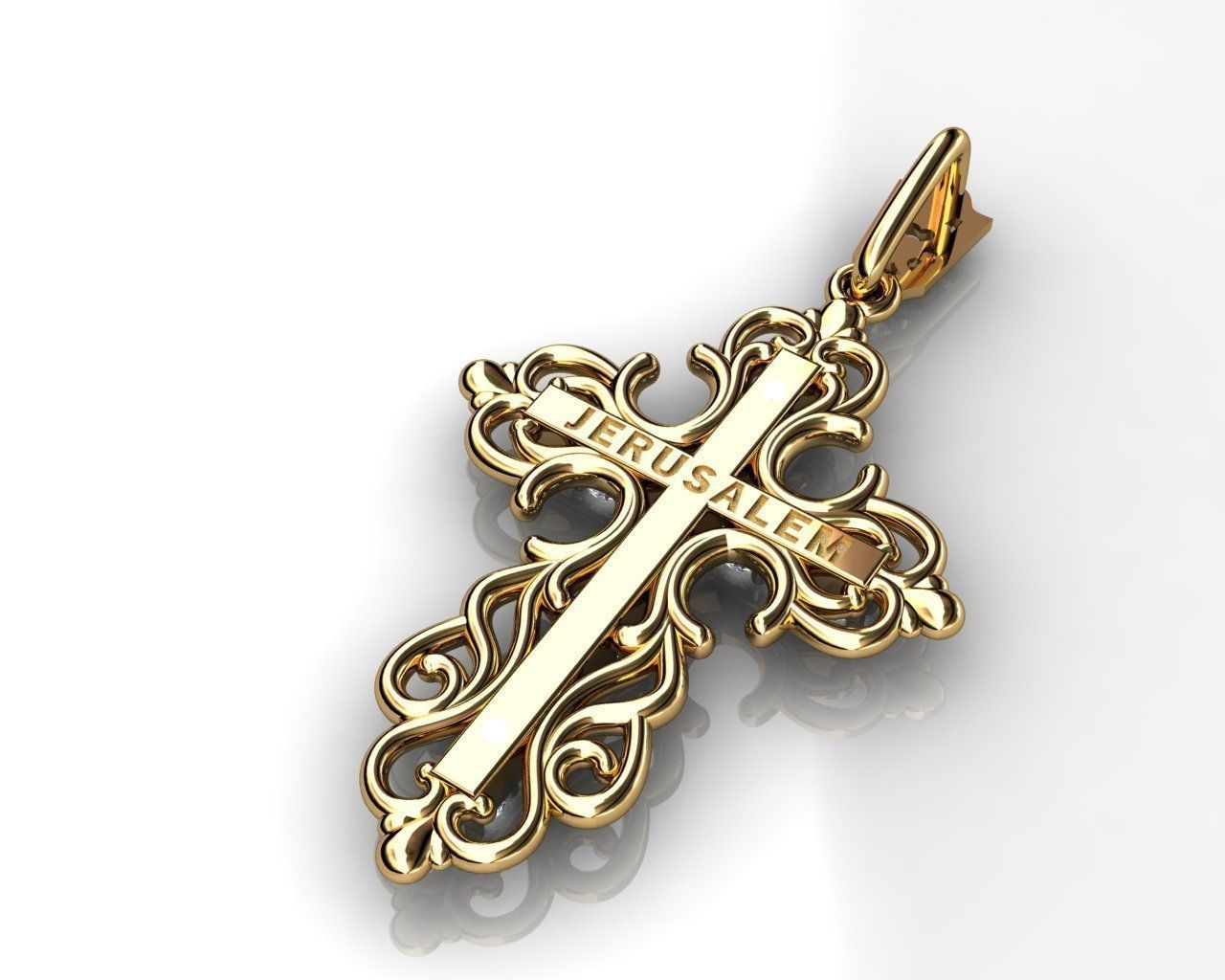 Diamond Cross Pendants 3D print model_3