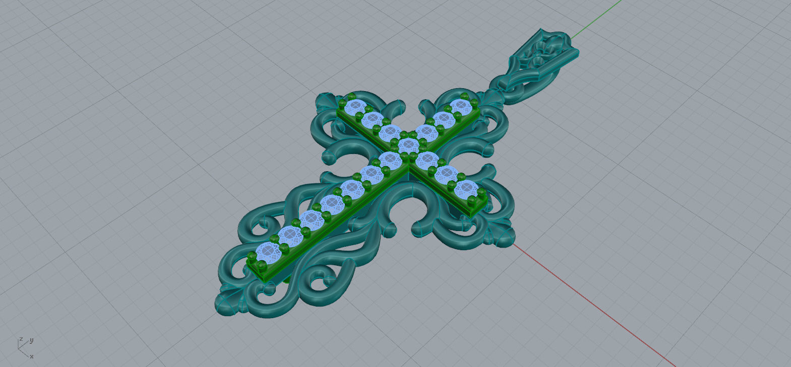 Diamond Cross Pendants 3D print model_6