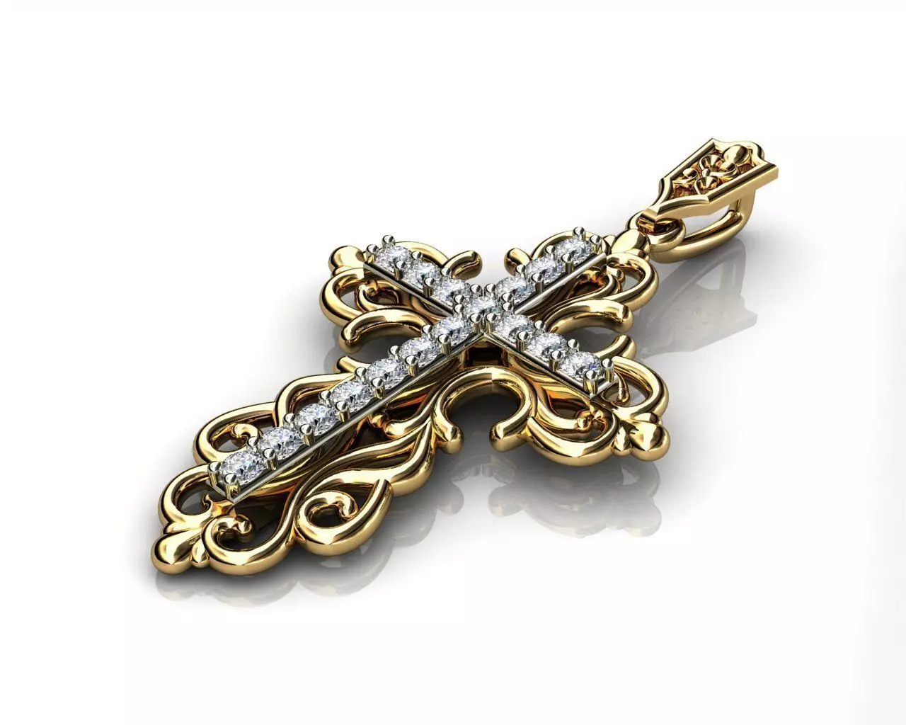 Diamond Cross Pendants 3D print model_0