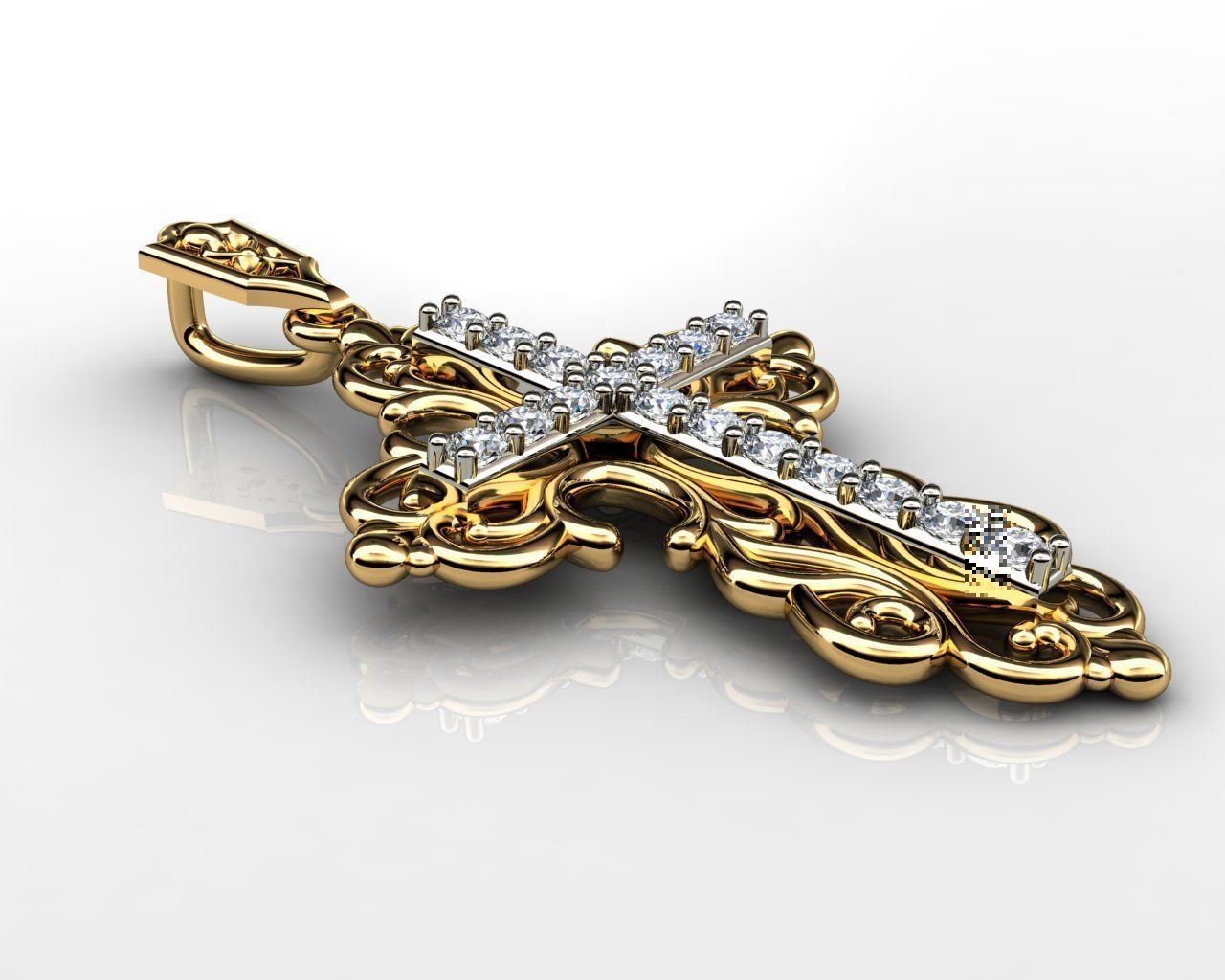 Diamond Cross Pendants 3D print model_2