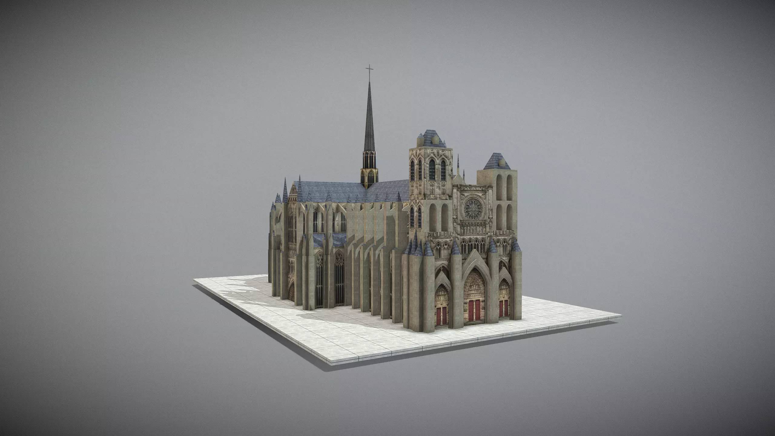 Amiens Cathedral Low-poly 3D model