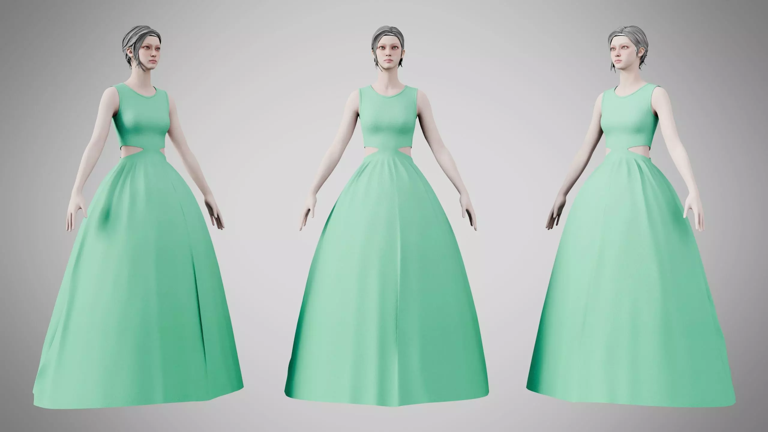 Dress 32 Medium Aquamarine Low-poly 3D model