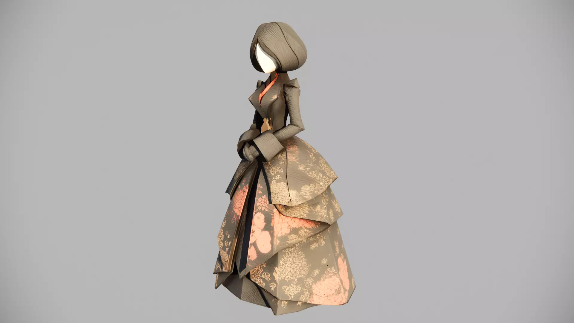 Papercraft Victorian Lady Figurine 3D Print Model 3D print model