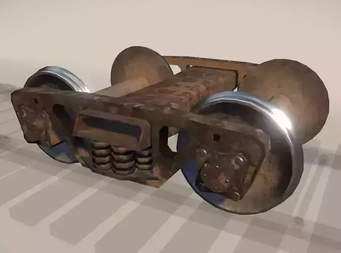 RailwayCarriage rusty wheeled vehicle Low-poly 3D model