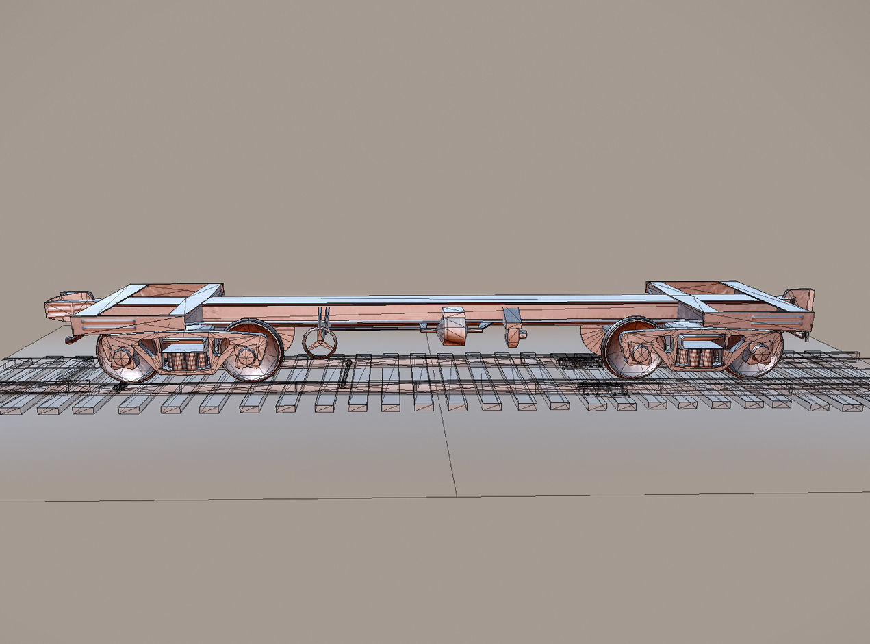 Railway Car Frame Low-poly 3D model_2