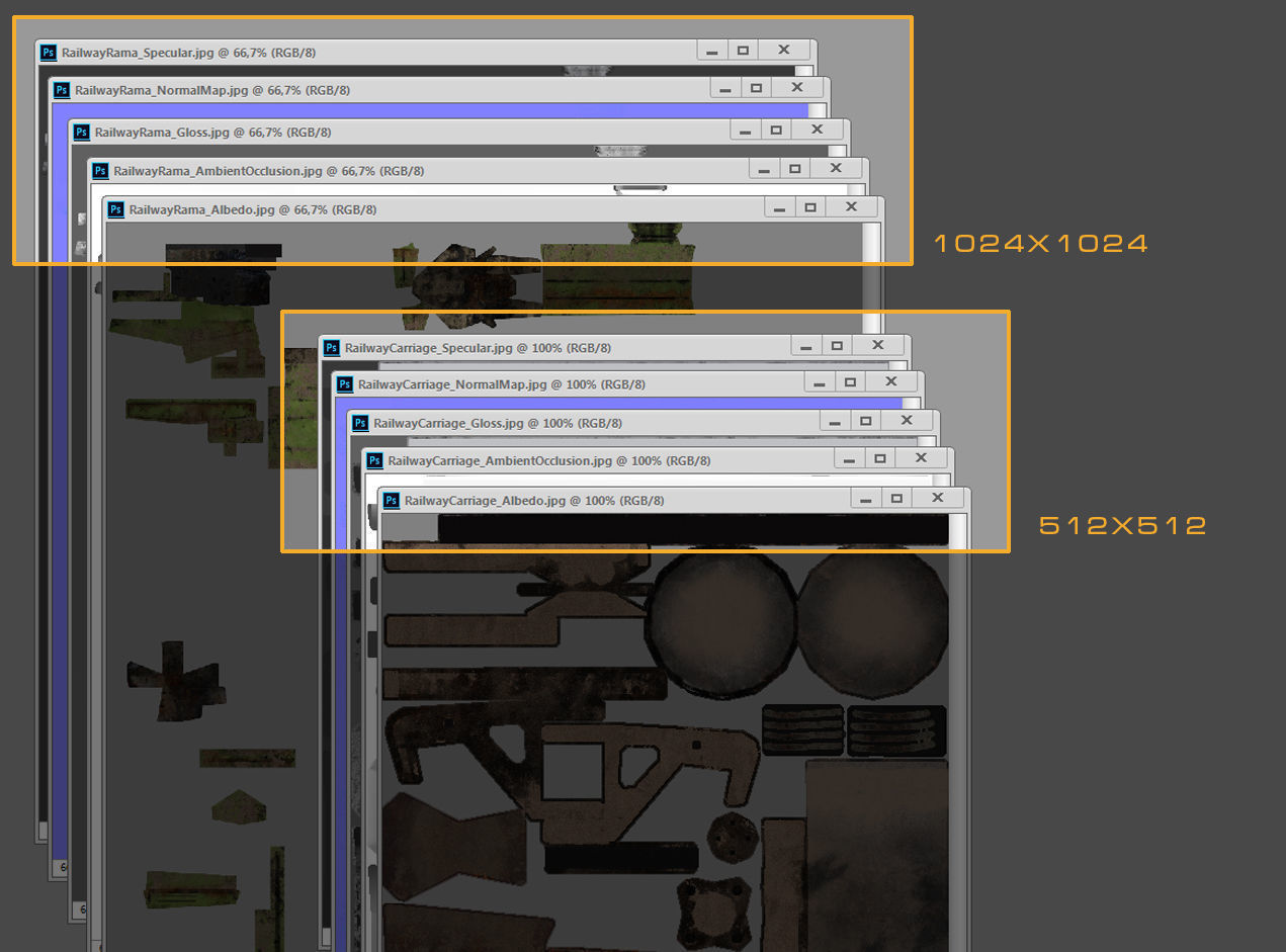 Railway Car Frame Low-poly 3D model_4