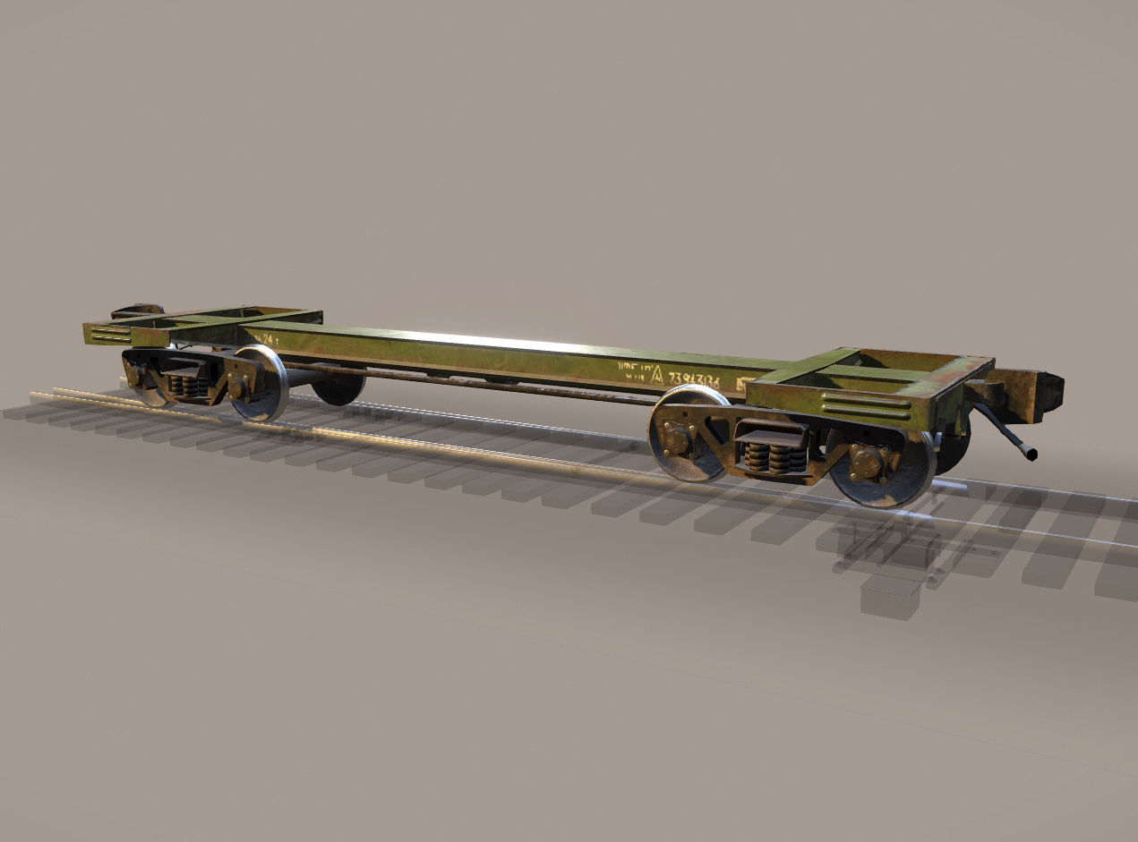Railway Car Frame Low-poly 3D model_1