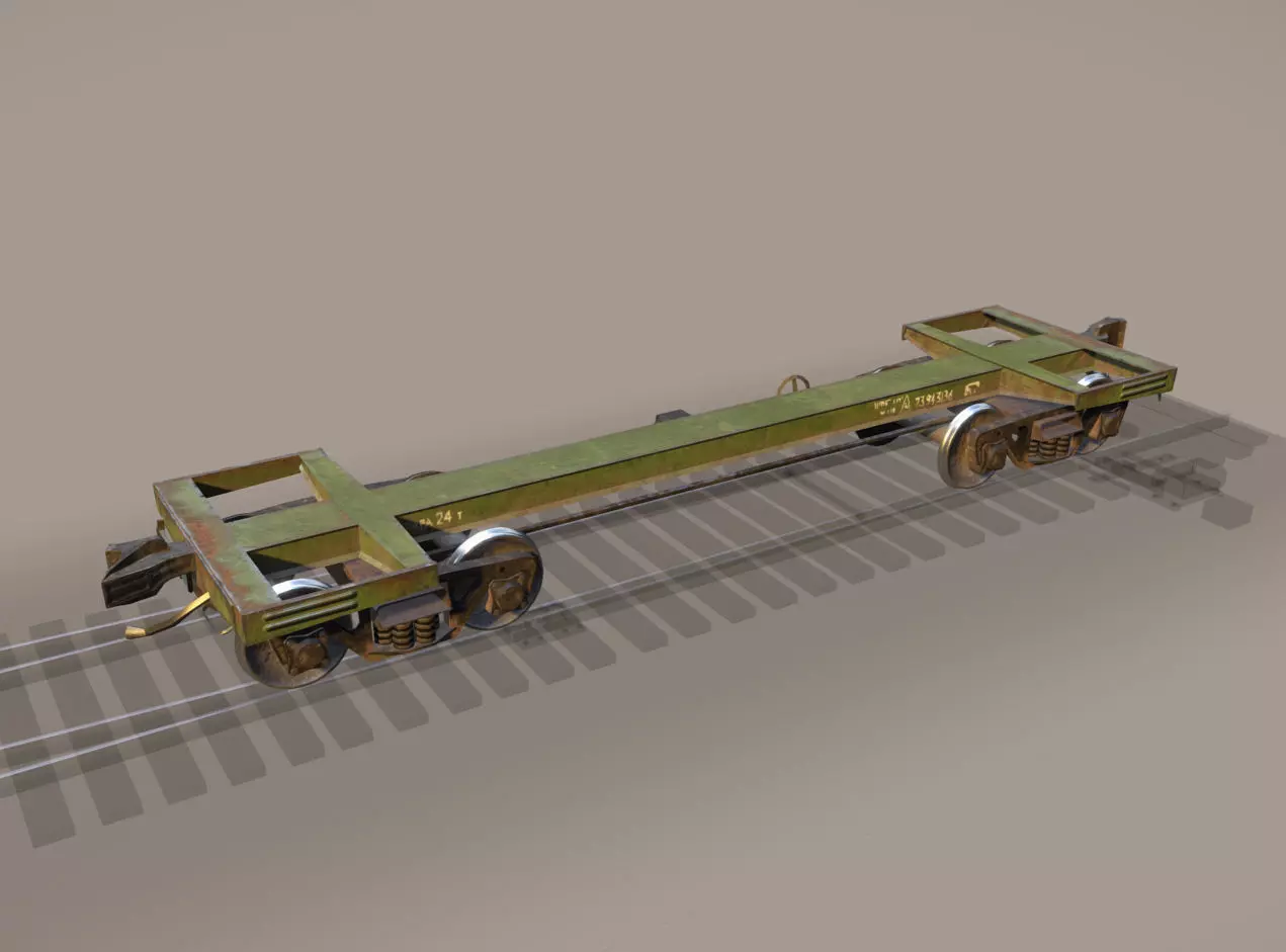 Railway Car Frame Low-poly 3D model_0