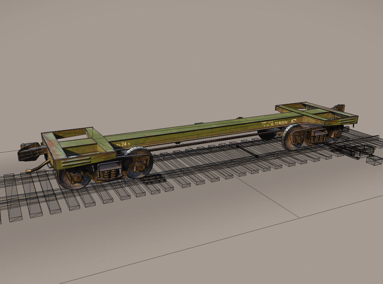 Railway Car Frame Low-poly 3D model_3