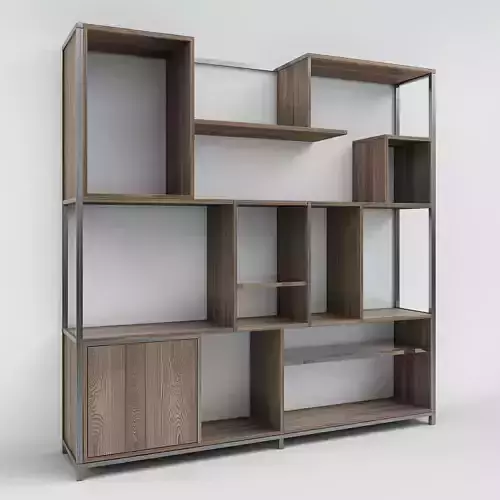 Modular Geometric Display Shelf 3D Model