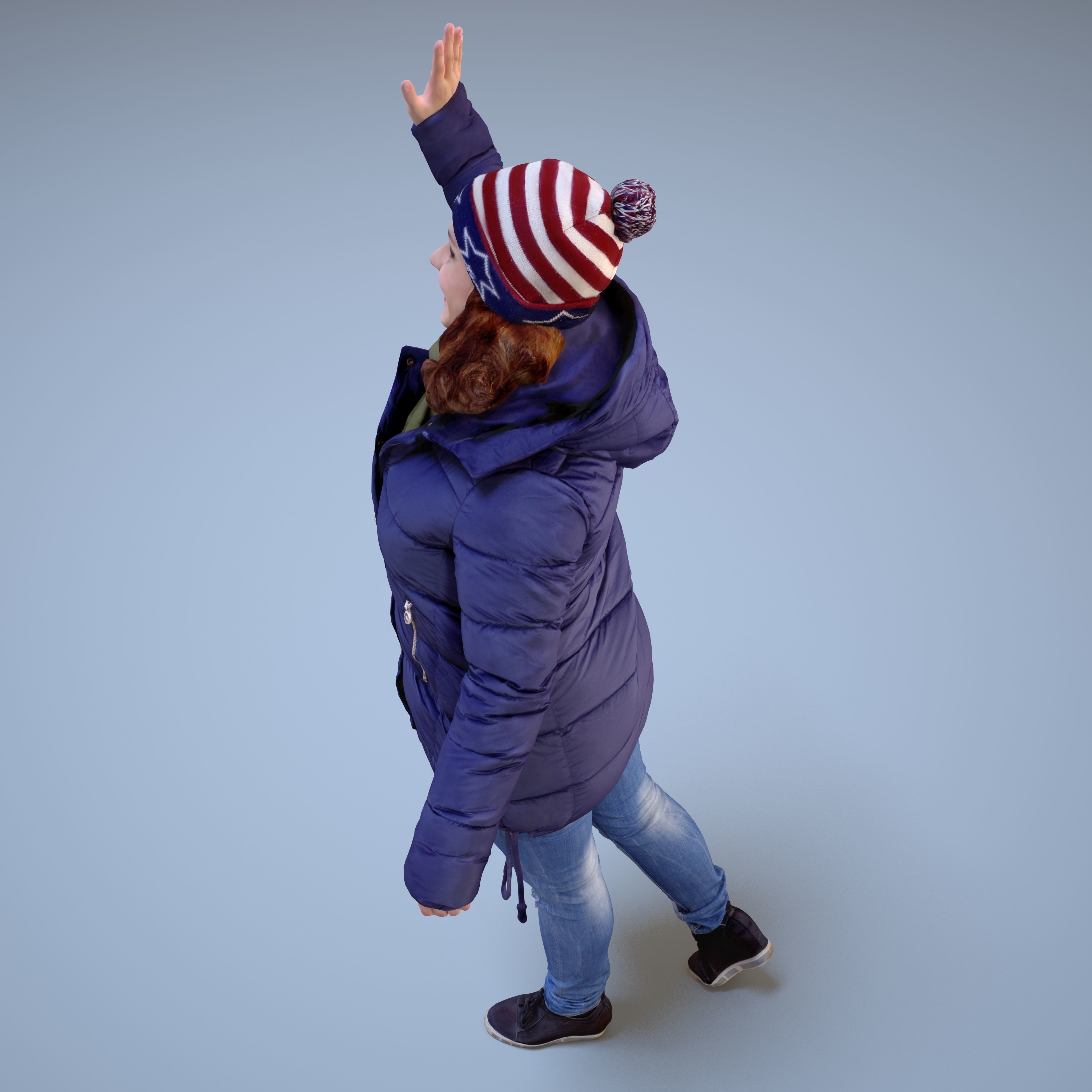 Casual Woman Welcomes Low-poly 3D model_3