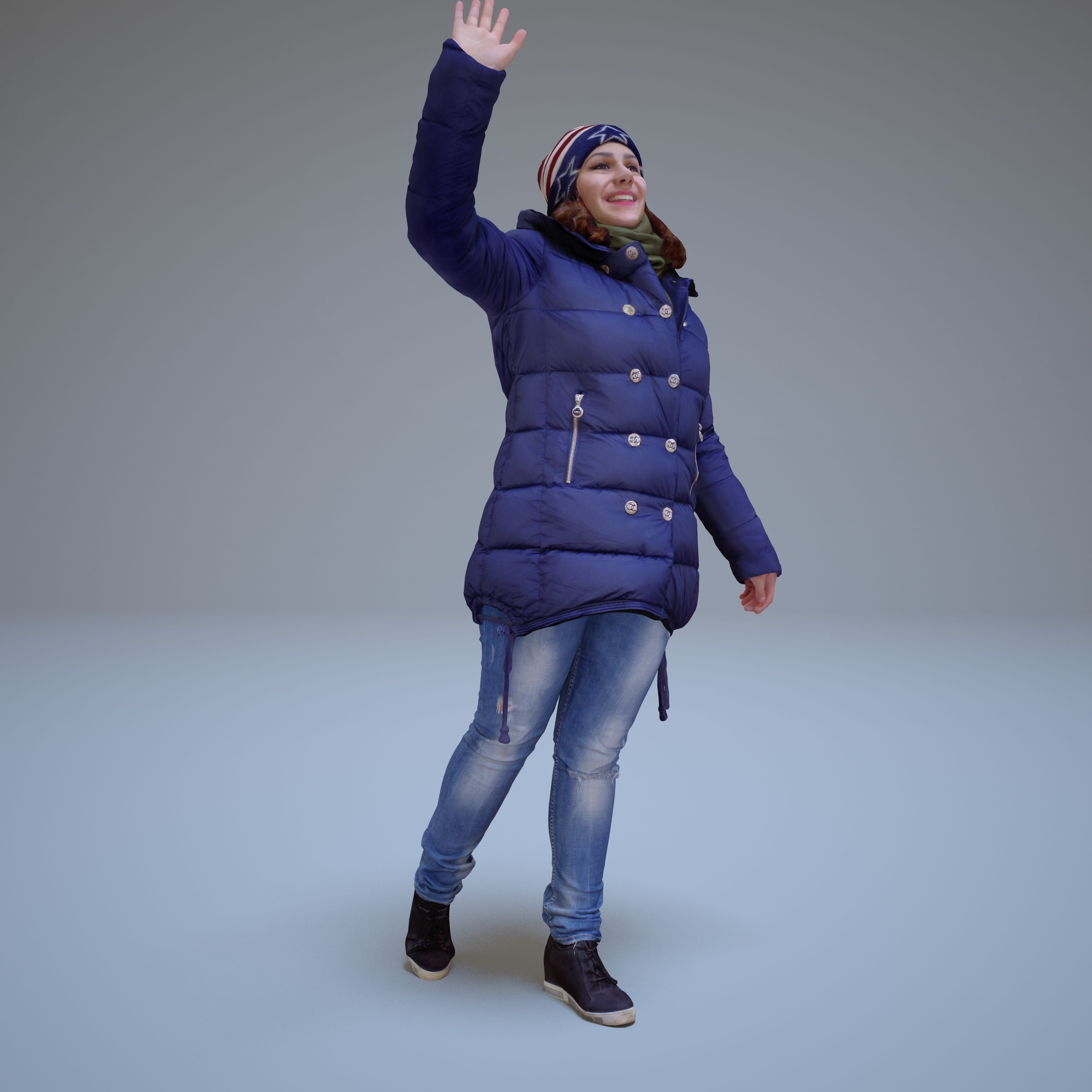 Casual Woman Welcomes Low-poly 3D model_35