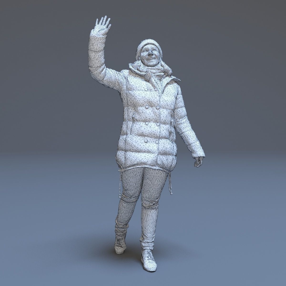 Casual Woman Welcomes Low-poly 3D model_8
