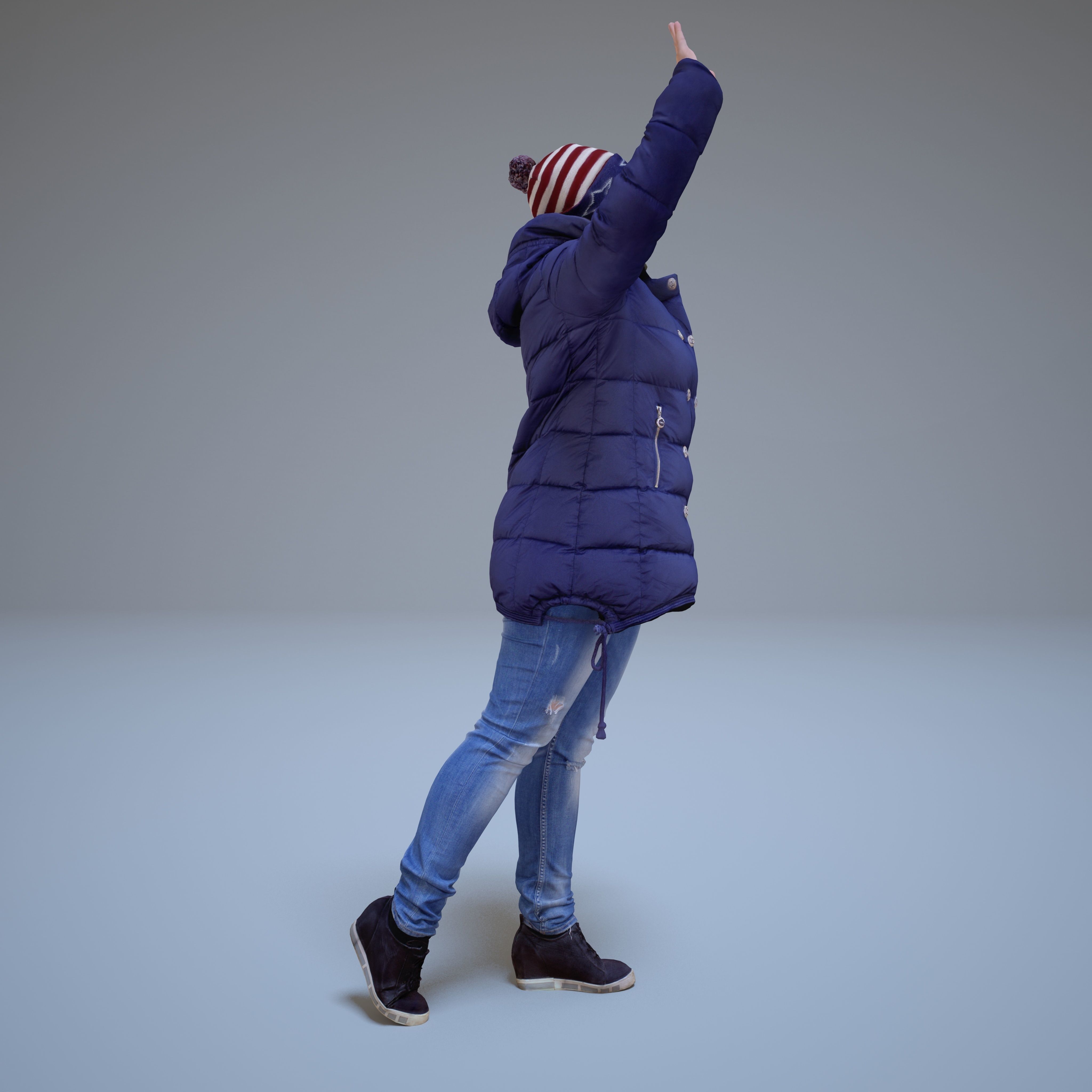 Casual Woman Welcomes Low-poly 3D model_36