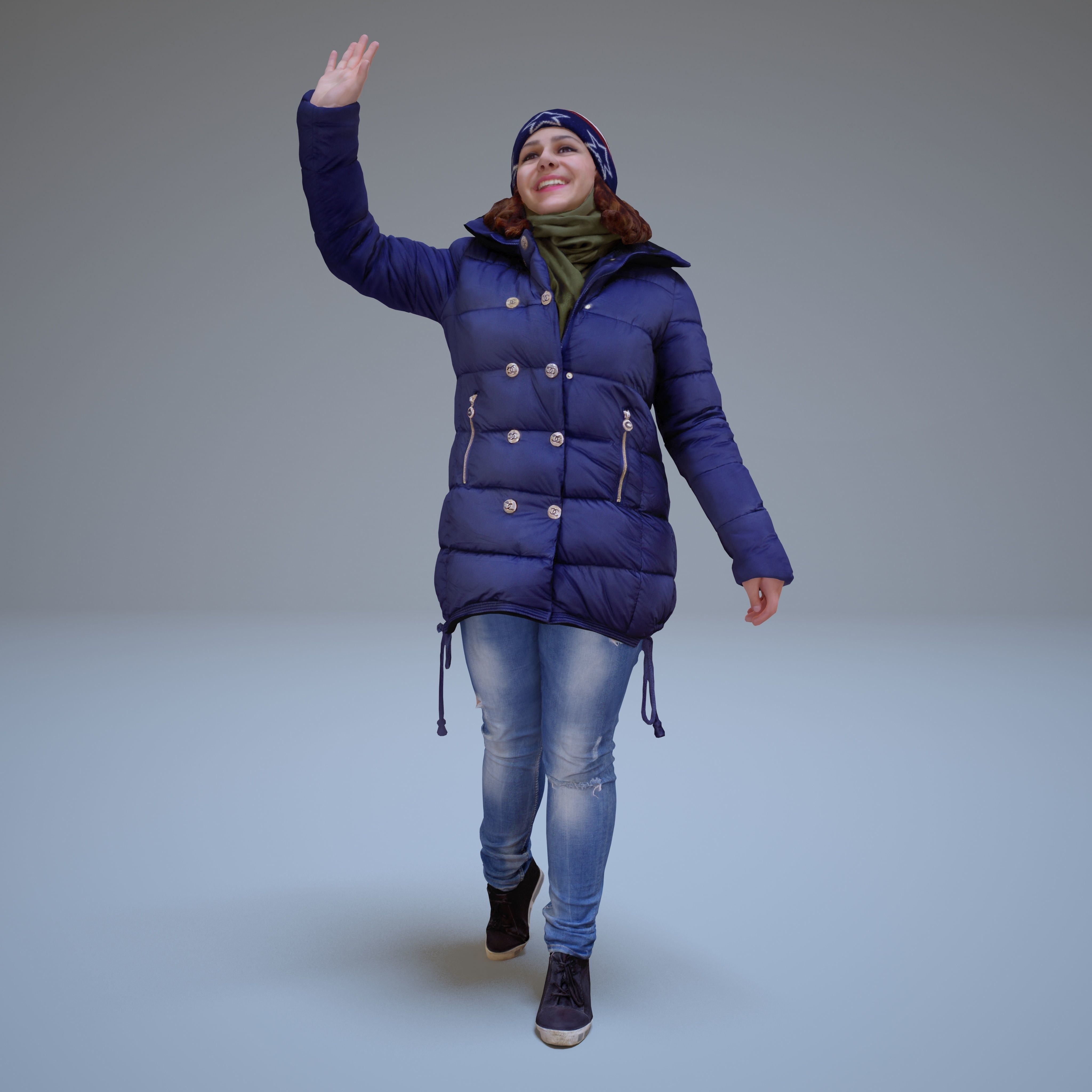 Casual Woman Welcomes Low-poly 3D model_1