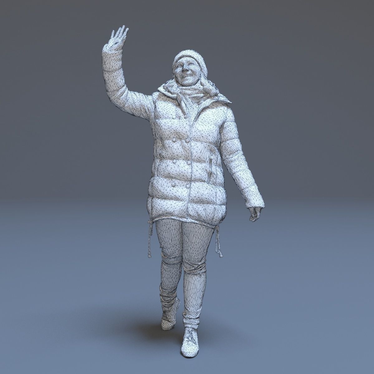 Casual Woman Welcomes Low-poly 3D model_25