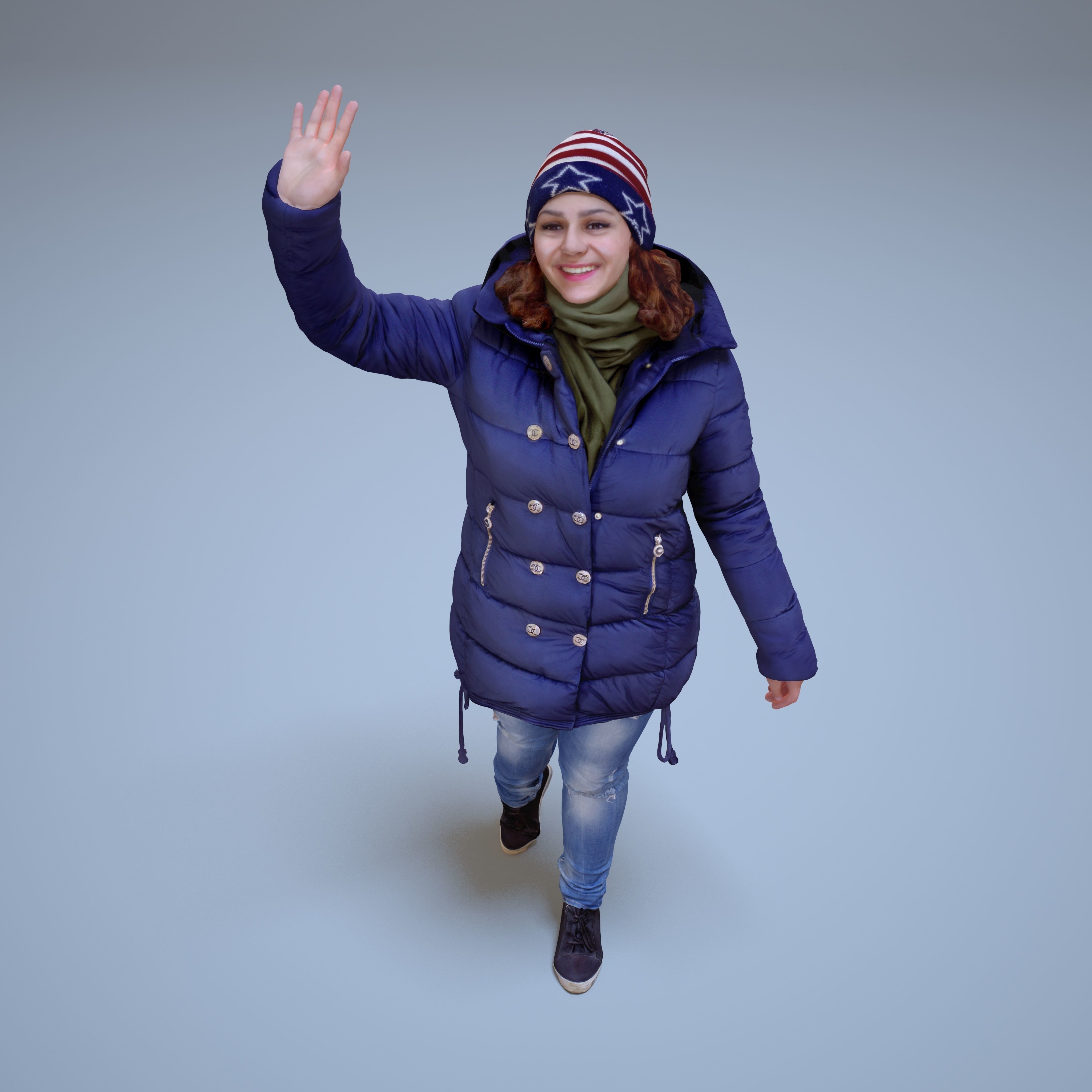 Casual Woman Welcomes Low-poly 3D model_2