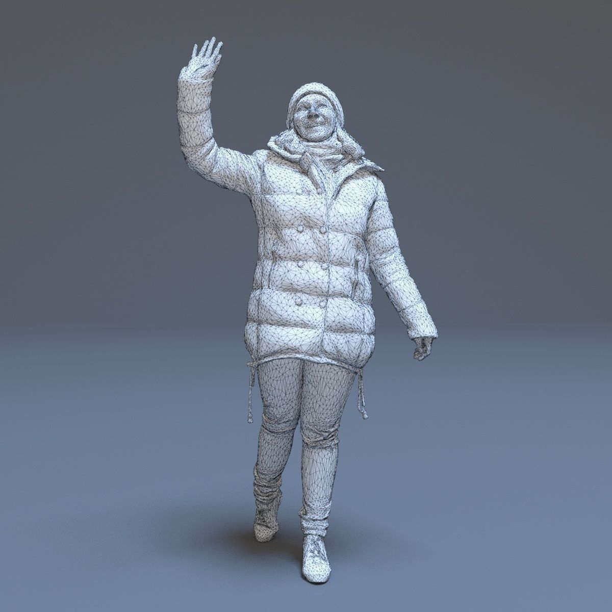 Casual Woman Welcomes Low-poly 3D model_7