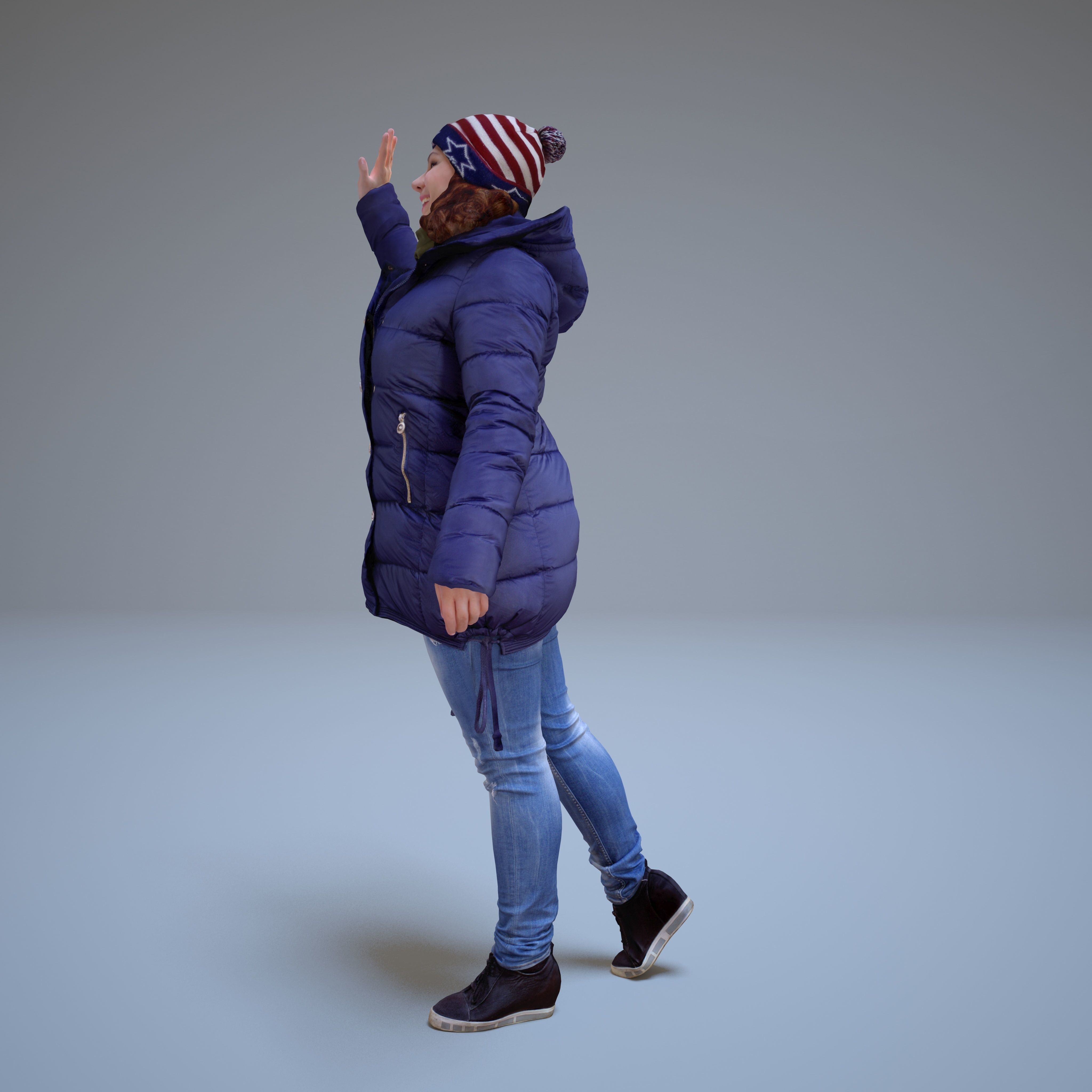 Casual Woman Welcomes Low-poly 3D model_47