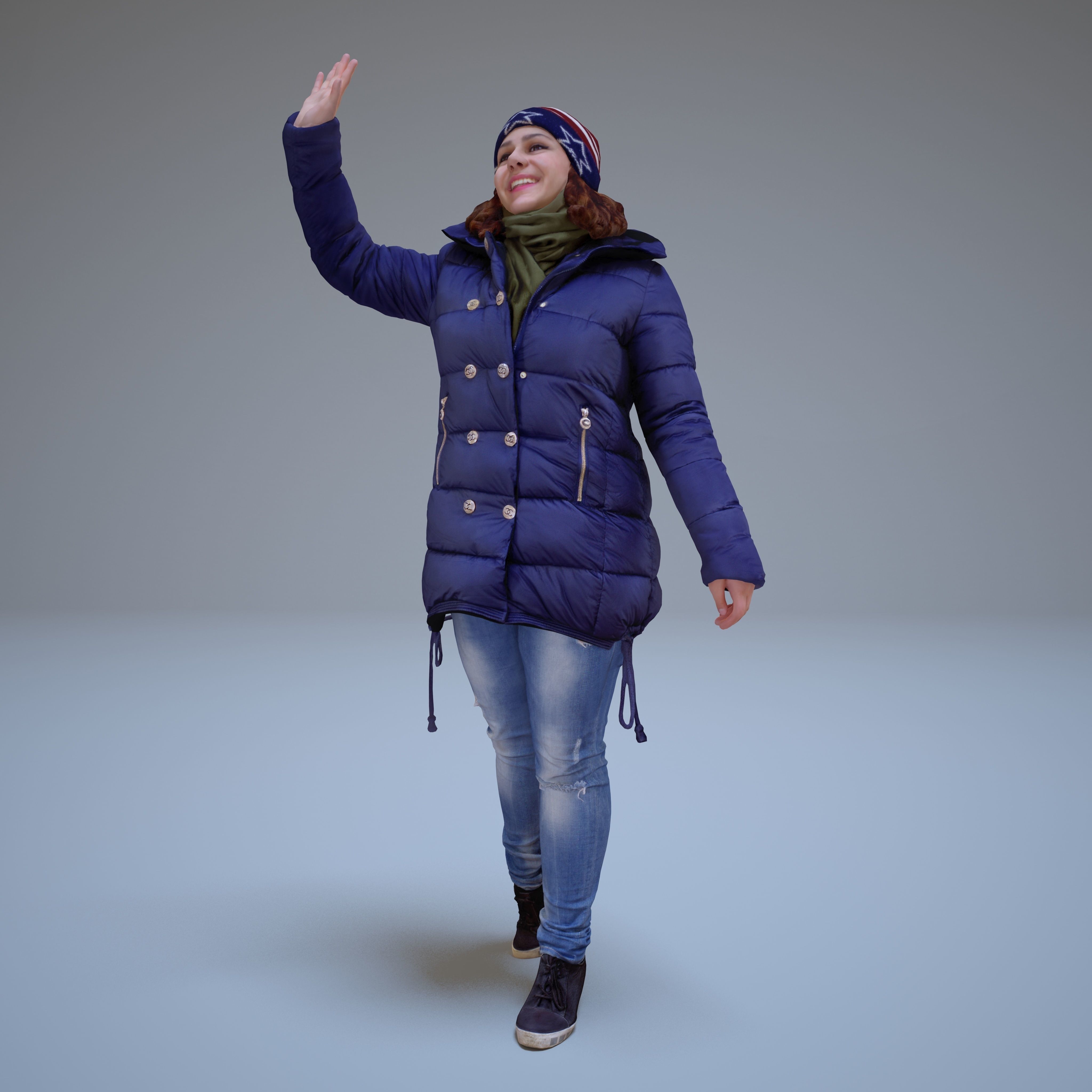 Casual Woman Welcomes Low-poly 3D model_50