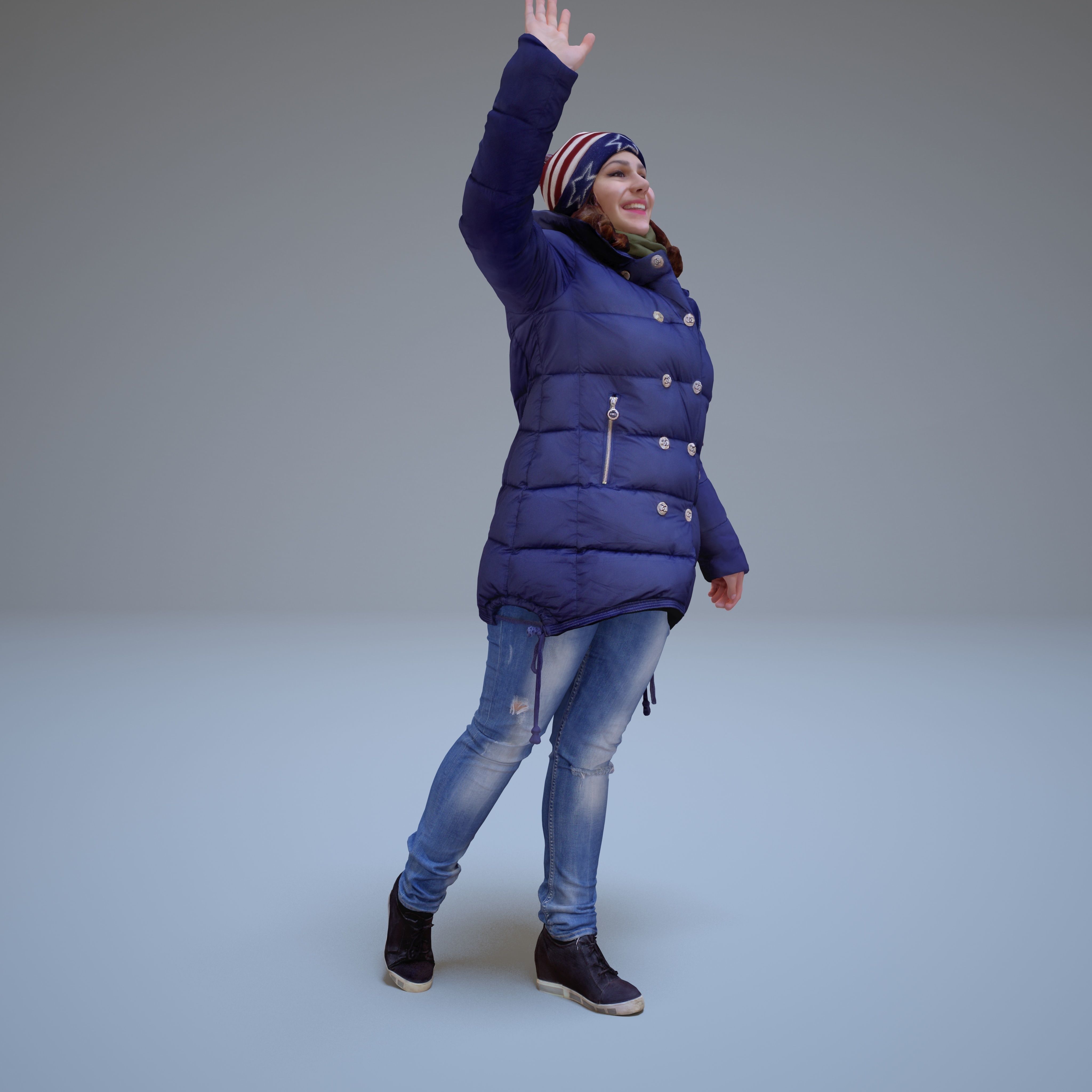 Casual Woman Welcomes Low-poly 3D model_37