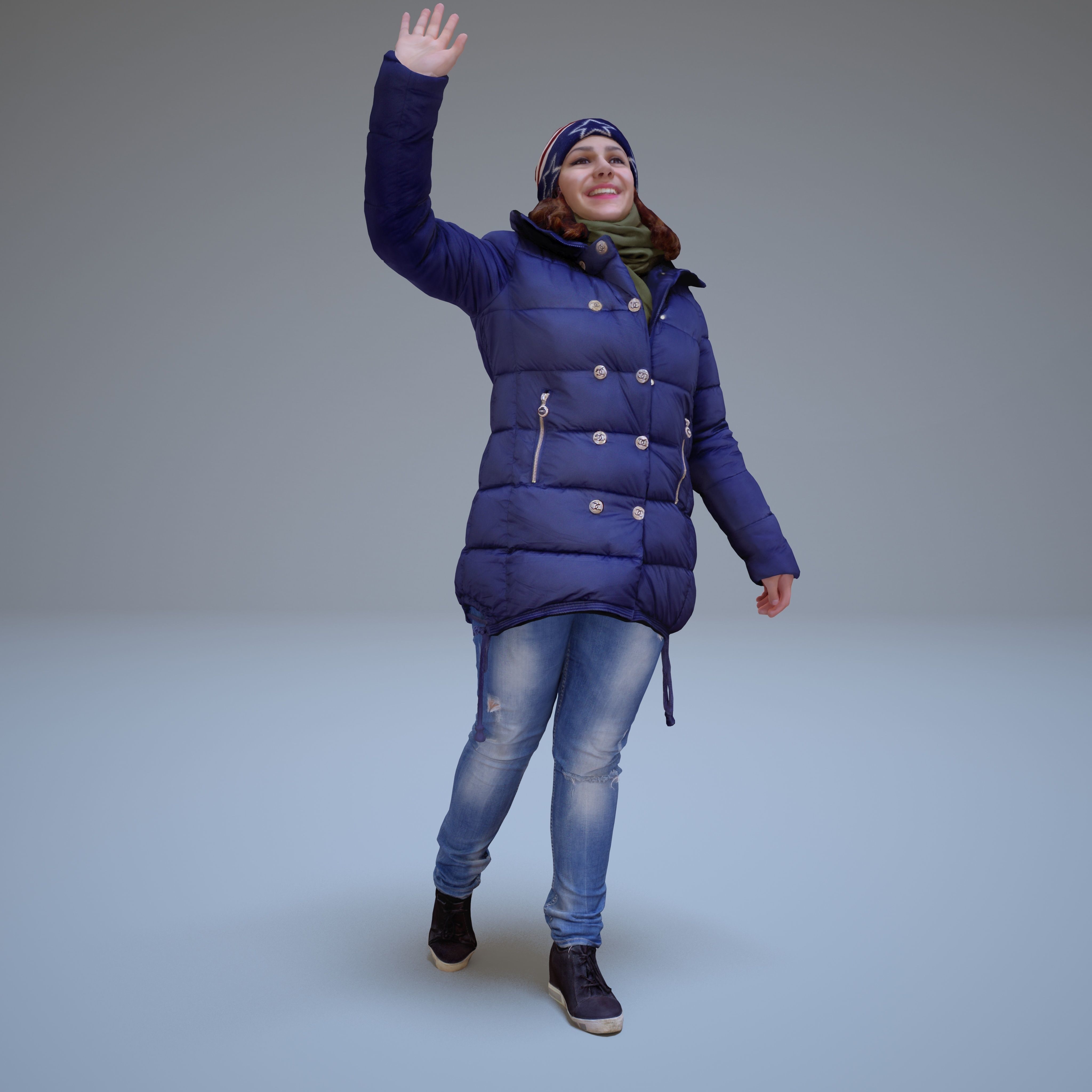 Casual Woman Welcomes Low-poly 3D model_34