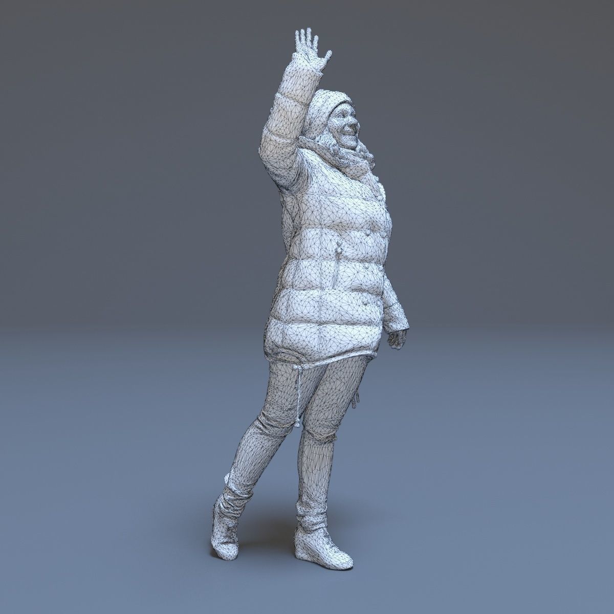 Casual Woman Welcomes Low-poly 3D model_9