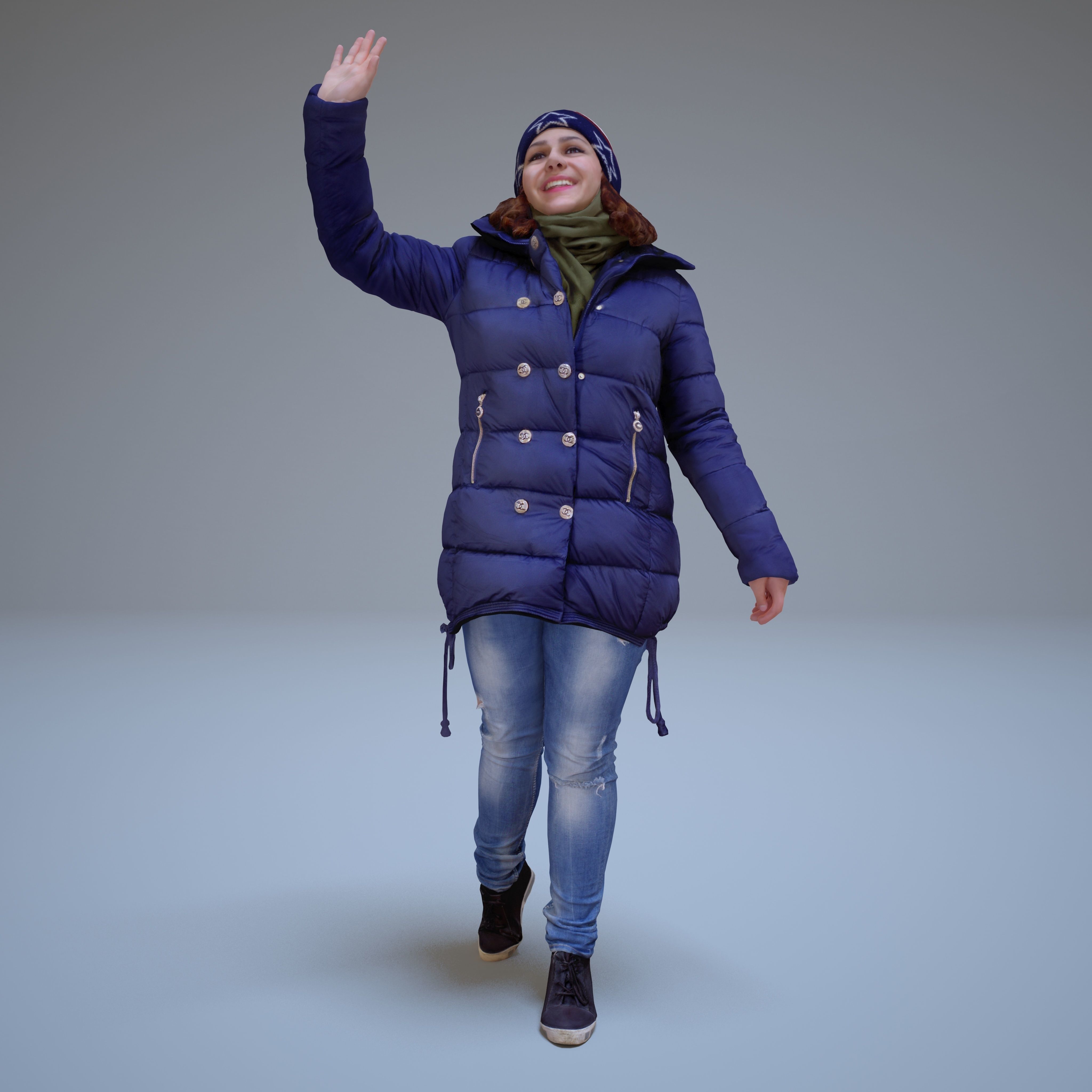 Casual Woman Welcomes Low-poly 3D model_30
