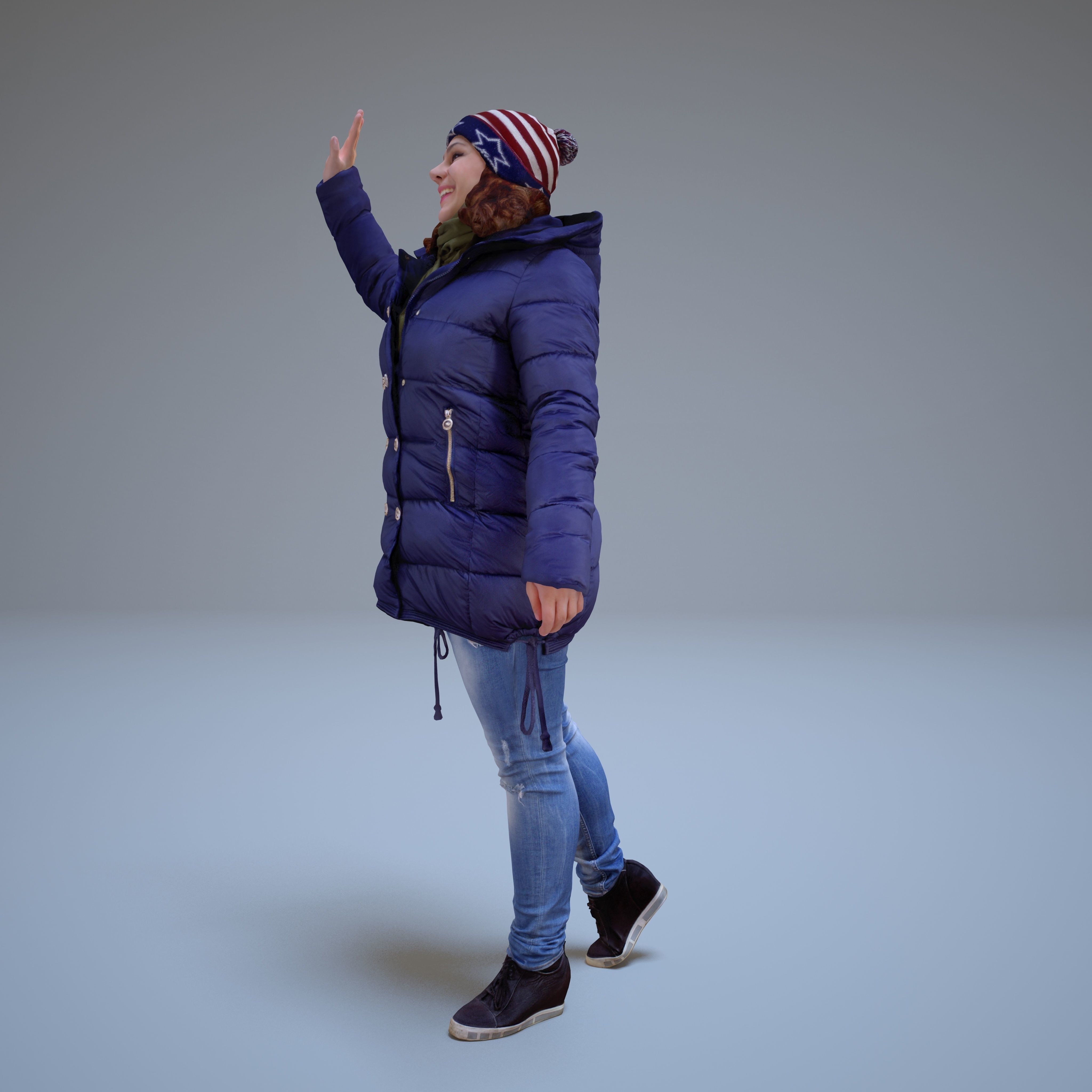 Casual Woman Welcomes Low-poly 3D model_49
