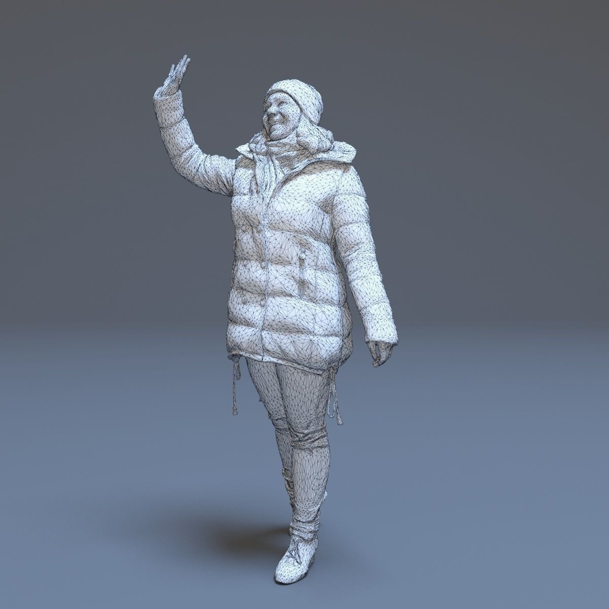 Casual Woman Welcomes Low-poly 3D model_23
