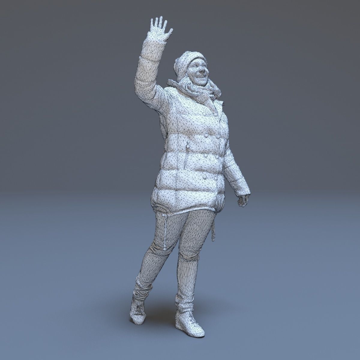Casual Woman Welcomes Low-poly 3D model_6