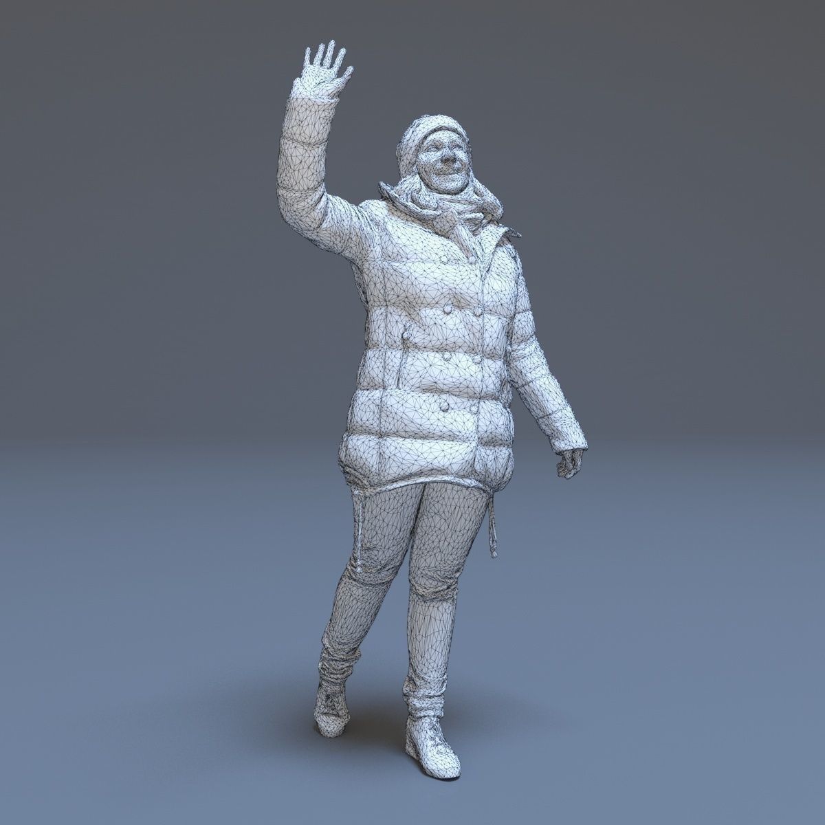Casual Woman Welcomes Low-poly 3D model_4