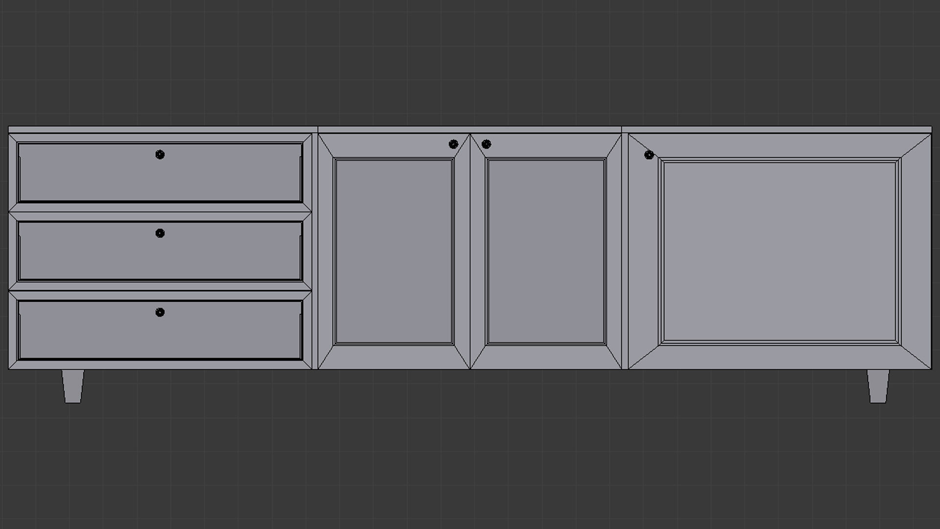 Cabinet 2 - Game Ready sideboard Low-poly 3D model_9