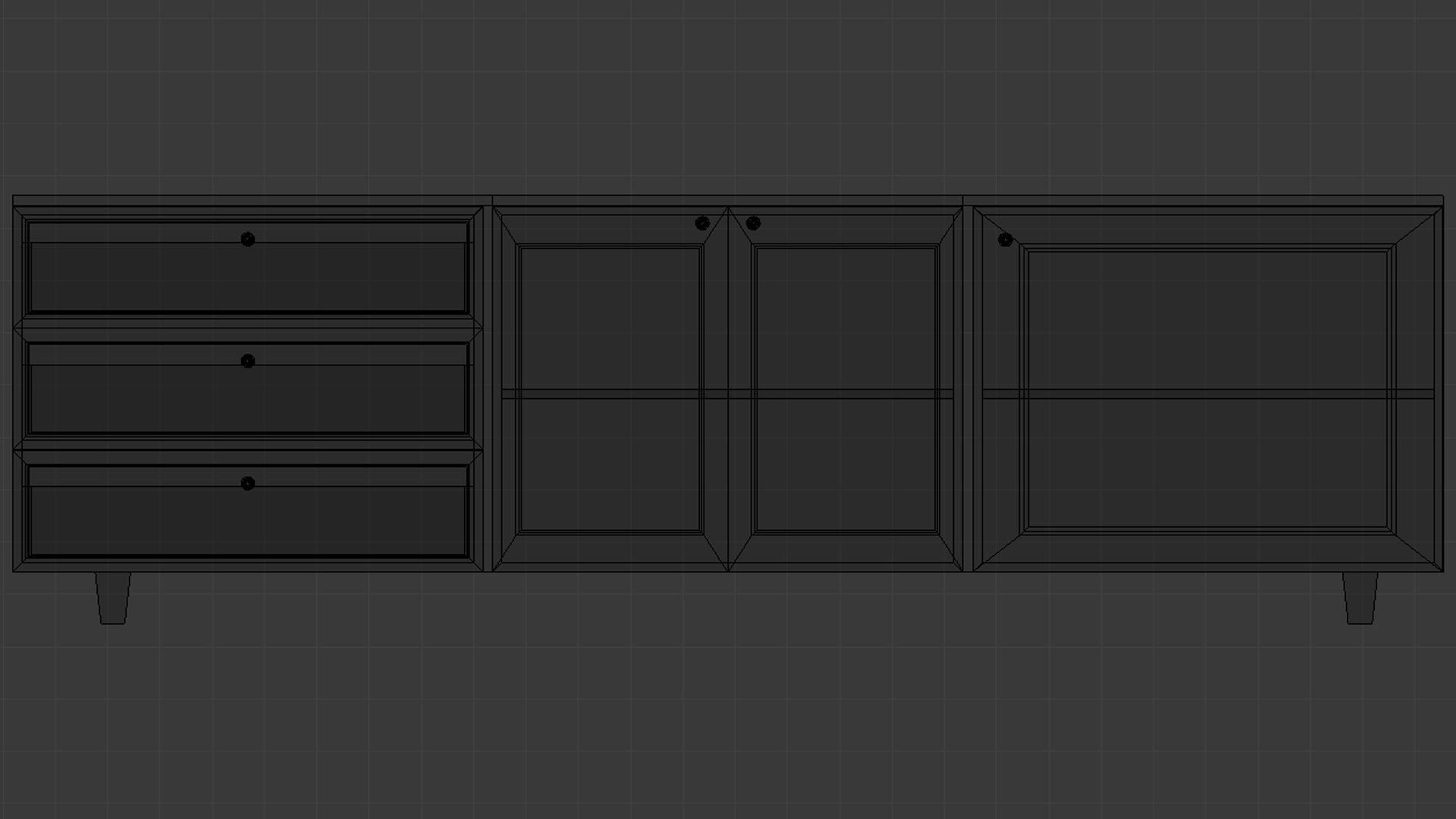 Cabinet 2 - Game Ready sideboard Low-poly 3D model_10