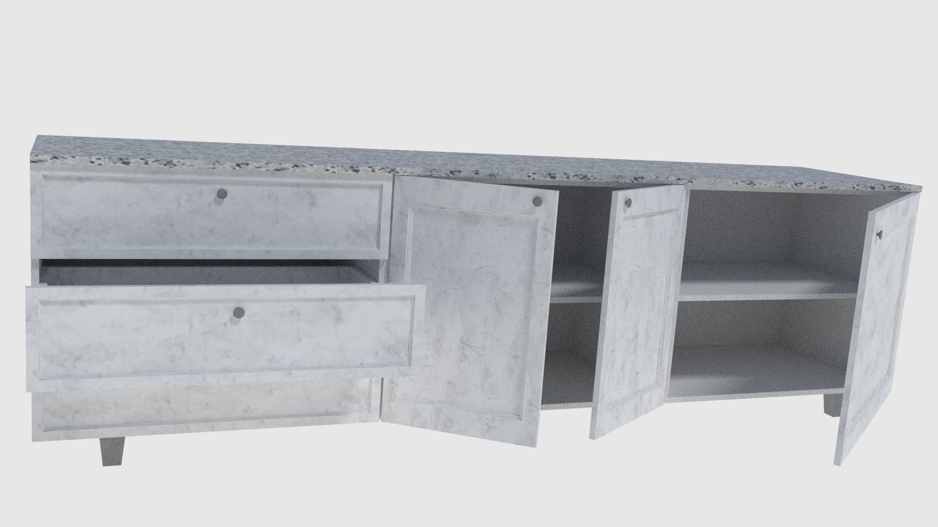 Cabinet 2 - Game Ready sideboard Low-poly 3D model_6