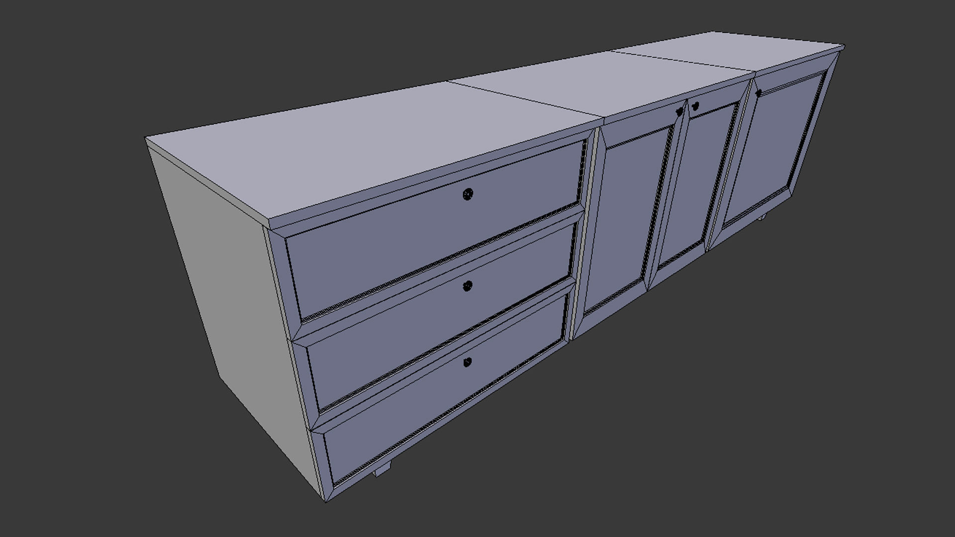 Cabinet 2 - Game Ready sideboard Low-poly 3D model_8