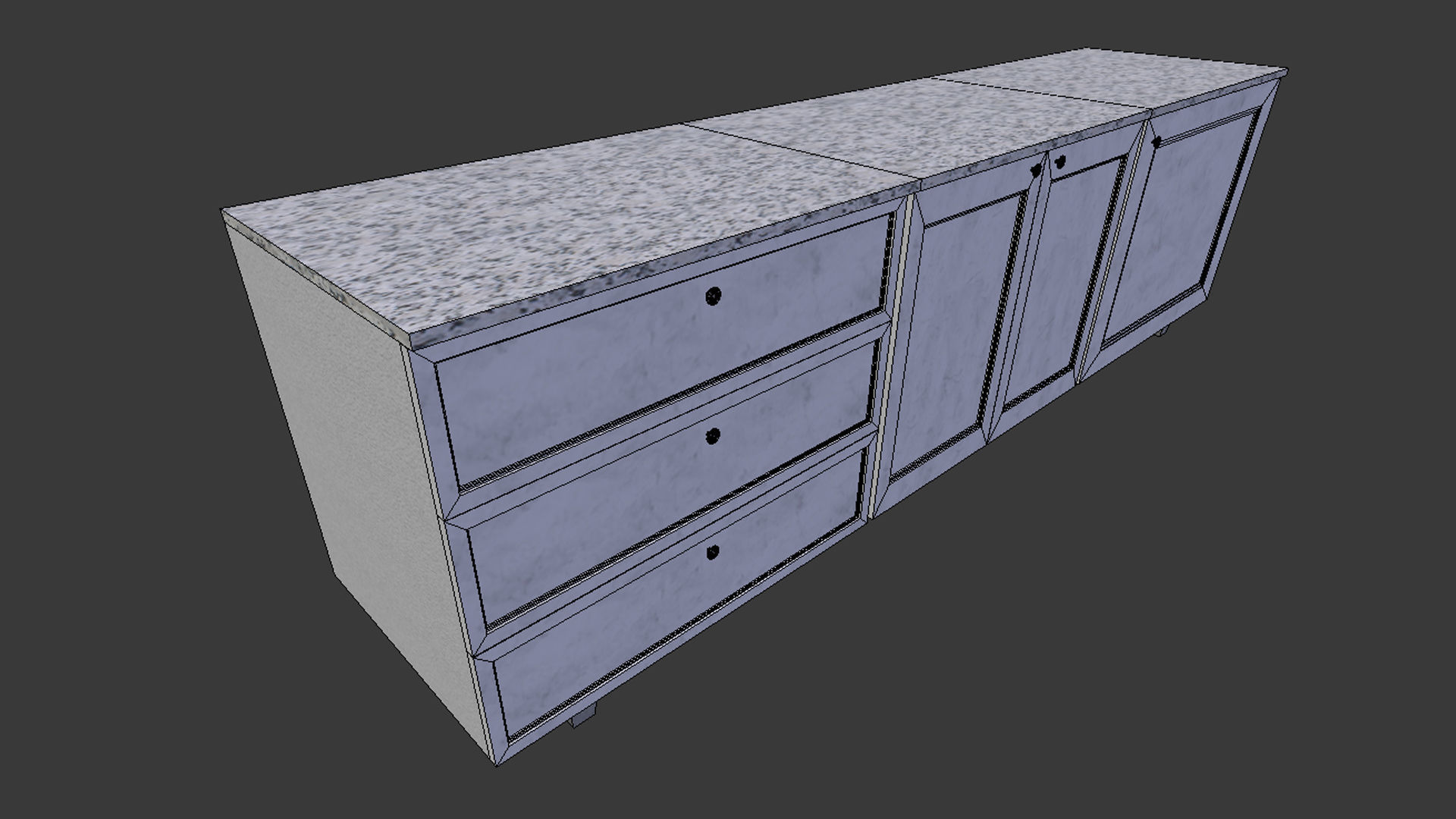 Cabinet 2 - Game Ready sideboard Low-poly 3D model_7