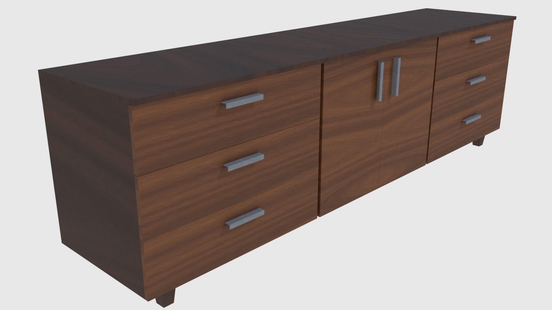 Cabinet 3 - Game Ready sideboard with drawers Low-poly 3D model_0