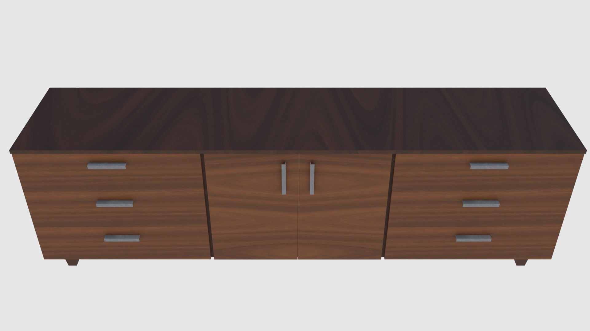 Cabinet 3 - Game Ready sideboard with drawers Low-poly 3D model_1