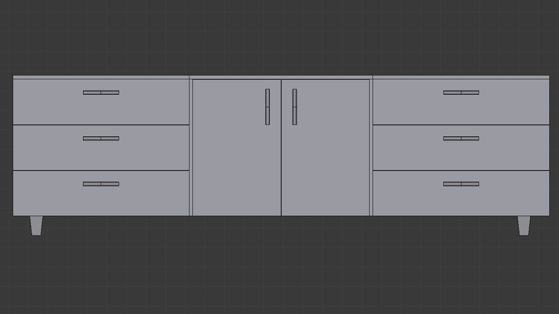 Cabinet 3 - Game Ready sideboard with drawers Low-poly 3D model_10