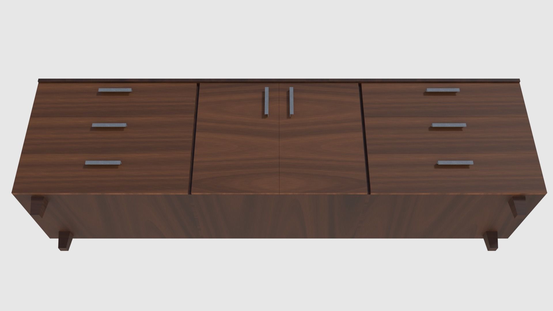 Cabinet 3 - Game Ready sideboard with drawers Low-poly 3D model_3