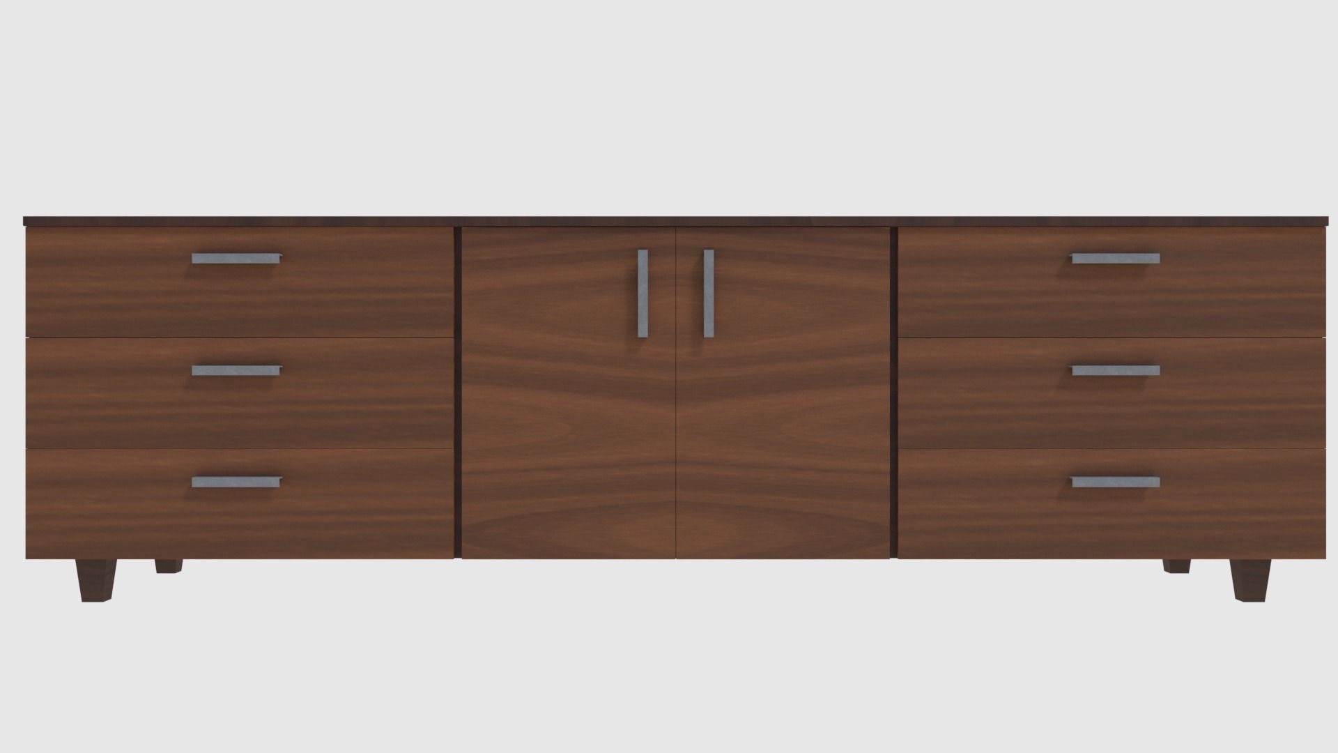 Cabinet 3 - Game Ready sideboard with drawers Low-poly 3D model_2