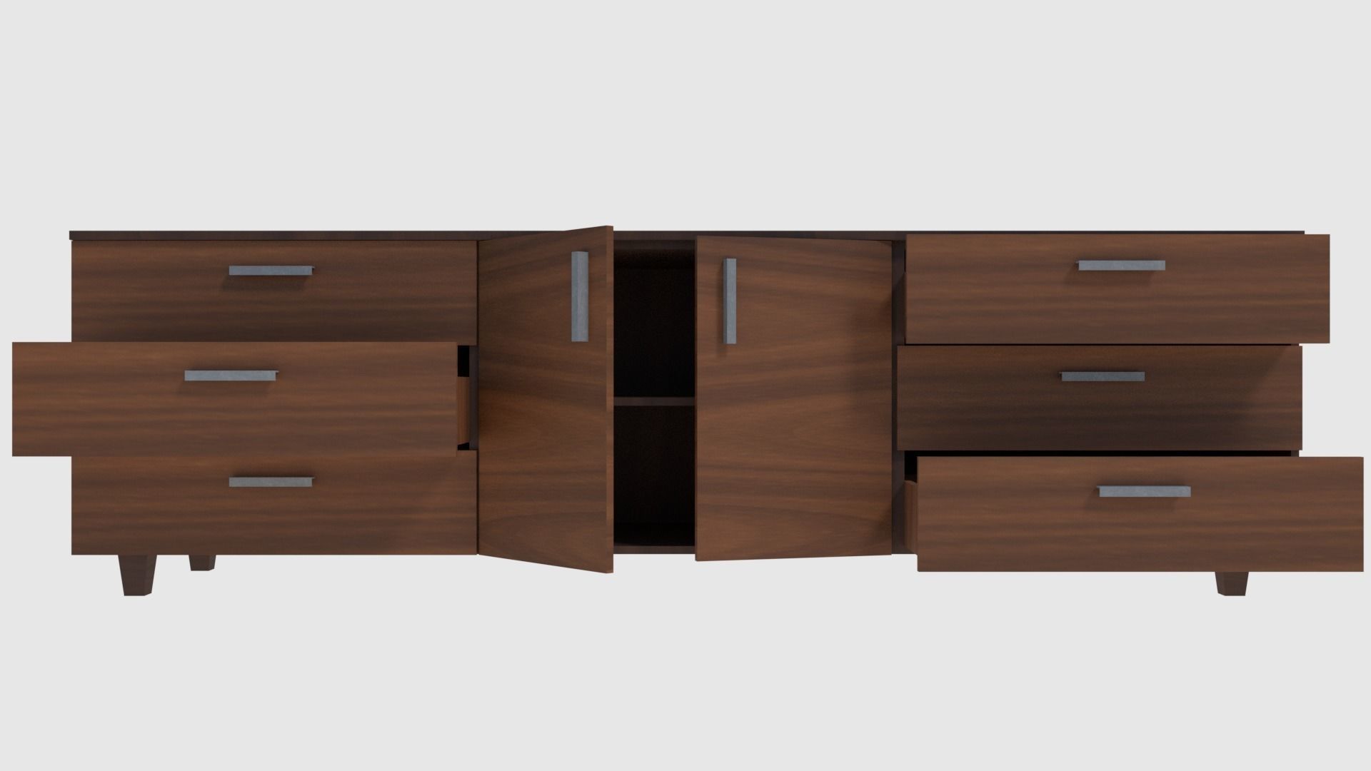 Cabinet 3 - Game Ready sideboard with drawers Low-poly 3D model_4