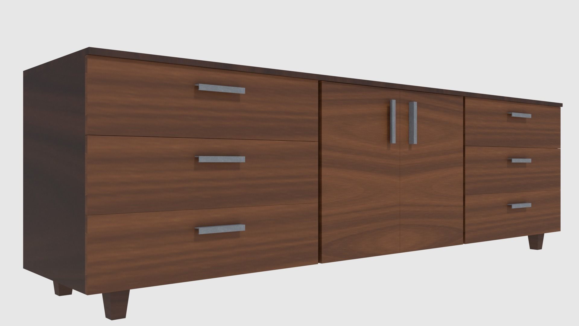 Cabinet 3 - Game Ready sideboard with drawers Low-poly 3D model_5