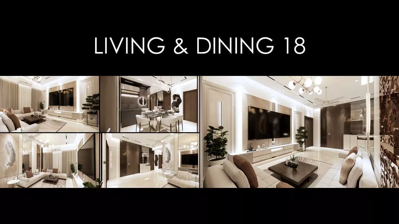 MORDERN LIVING AND DINING 18 INTERIOR Low-poly 3D model