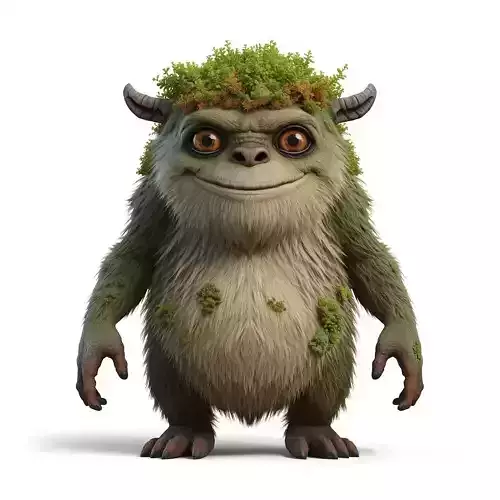 Friendly Moss-Covered Forest Monster 3D Model