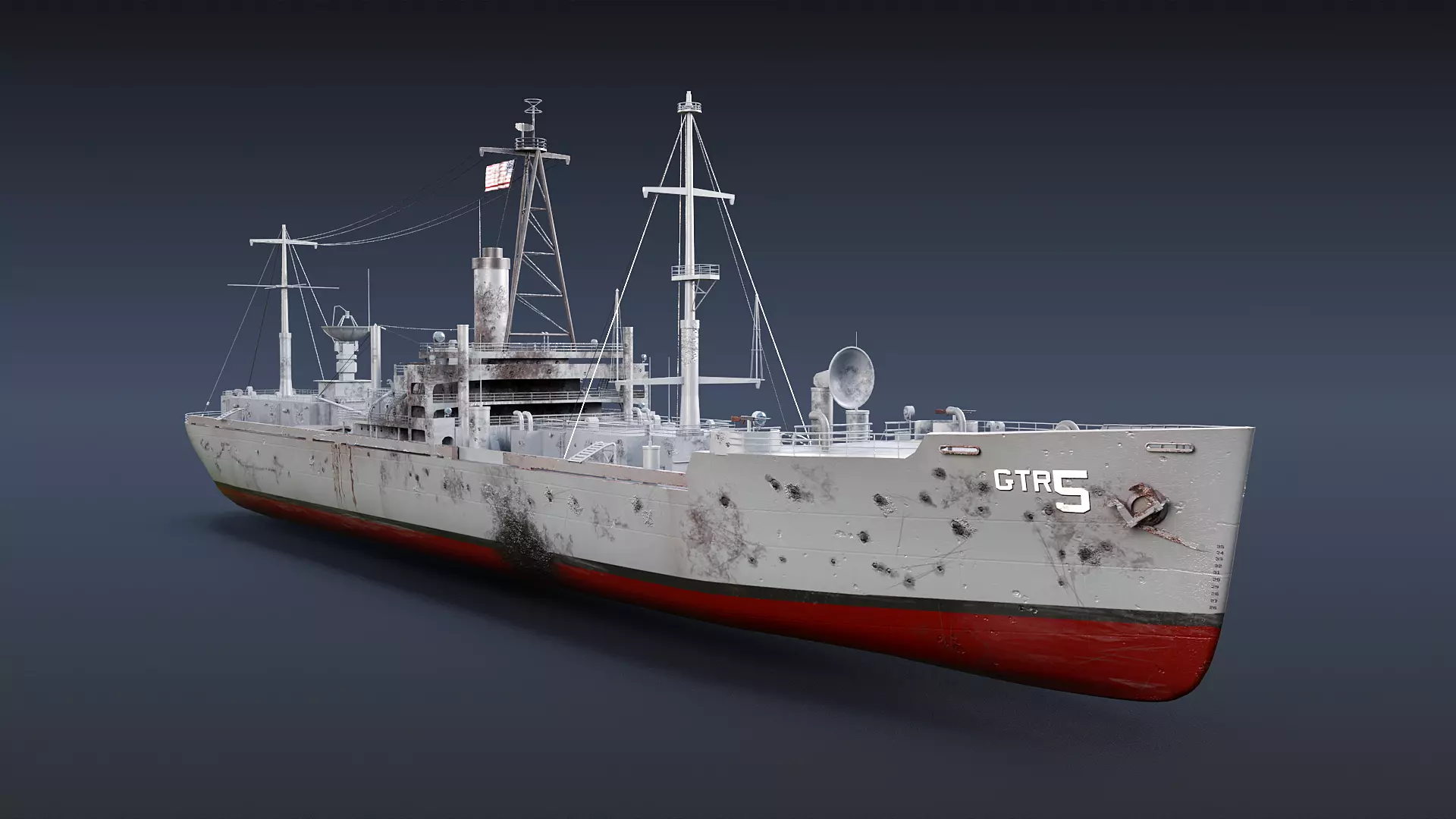 AGTR-5 USS Liberty Damage 3D model