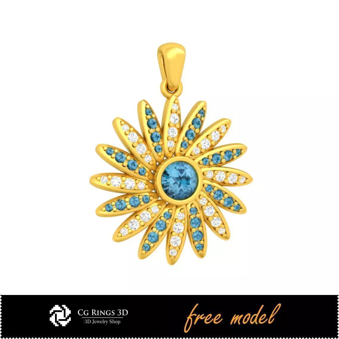 3D CAD Pendant With Diamonds - Free 3D Jewelry Free 3D print model