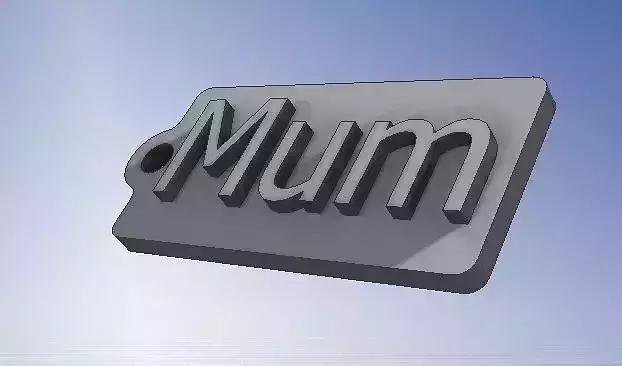 Mum Name Tag  Key chain Fob Zipper Tag 2x1x02in 50x25x5mm thick 3D print model